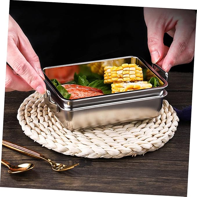 PRETYZOOM 1Pc Stainless Steel Food Serving Tray with Handle Small Silver Snacks Tray for Fruits and Appetizers Easy to Move Design Smooth Surface