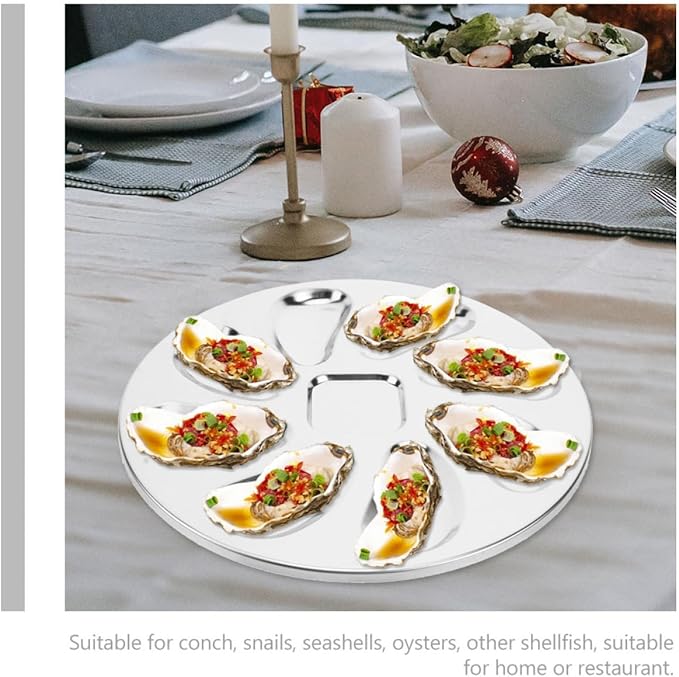 Luxshiny 2pcs Oyster Serving Trays Stainless Steel Oyster Plates Stylish for Daily Use Special Occasions
