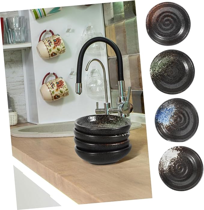 Cabilock 4pcs Sauce Dishes for Dipping Japanese Style Ceramic Seasoning Plates Home Dipping Plate
