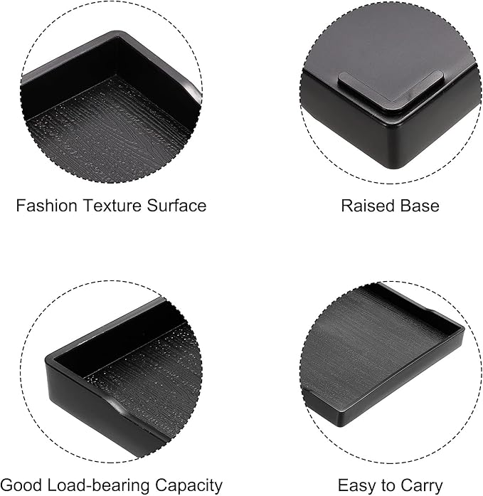 PATIKIL 8x6 Fast Food Tray, Plastic Reusable Recyclable Multi-Purpose Rectangle Serving Tray for Restaurant Home Kitchen, Black