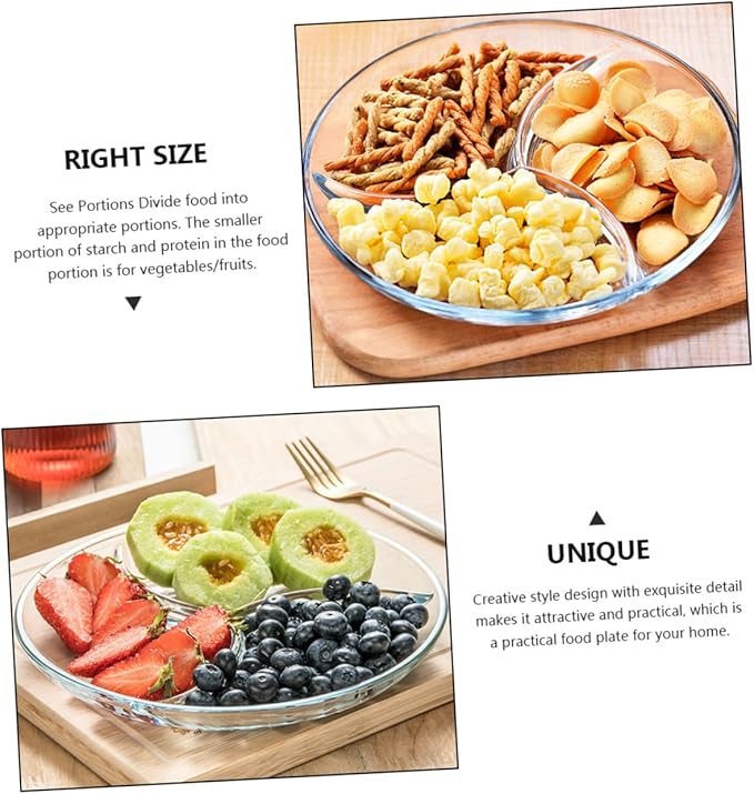 NOLITOY Plates Lunchable Container Fruit Salad Plate Serving Tray Modern Kitchen Glass Tableware