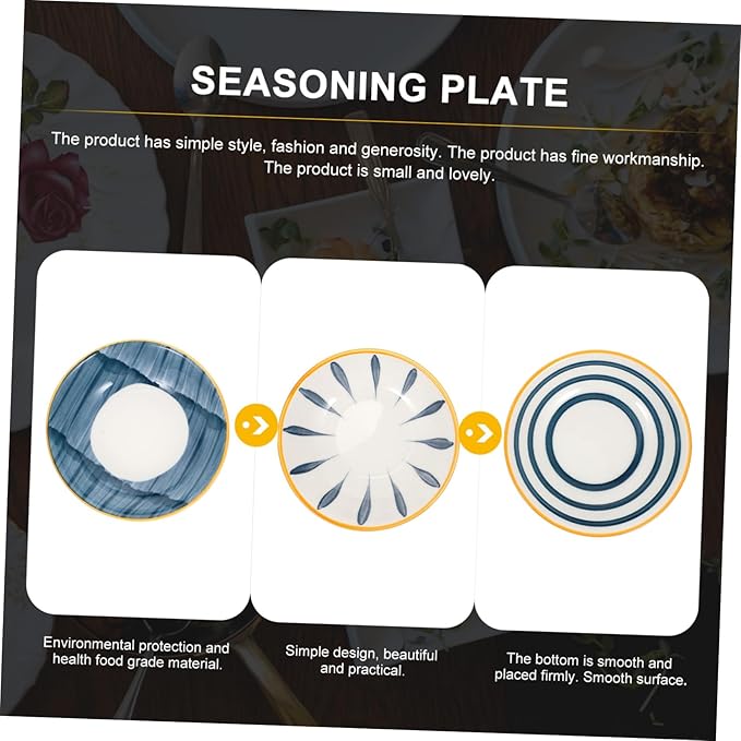 4pcs Ceramic Sauce Dishes Japanese Style Mustard Plates for Dipping Assorted Appetizer Plates for Condiments and Side Dishes