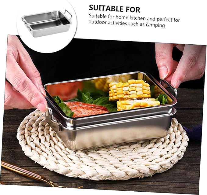 PRETYZOOM 1Pc Stainless Steel Food Serving Tray with Handle Small Silver Snacks Tray for Fruits and Appetizers Easy to Move Design Smooth Surface