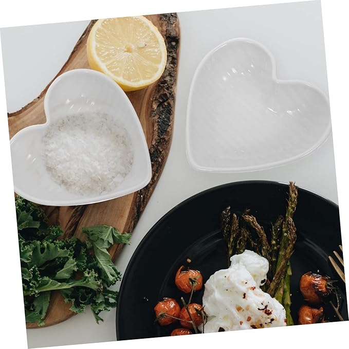 4pcs Heart-shaped Plate Collection Ceramic Sauce Dishes Appetizer Bowl for Kitchen Party Camping