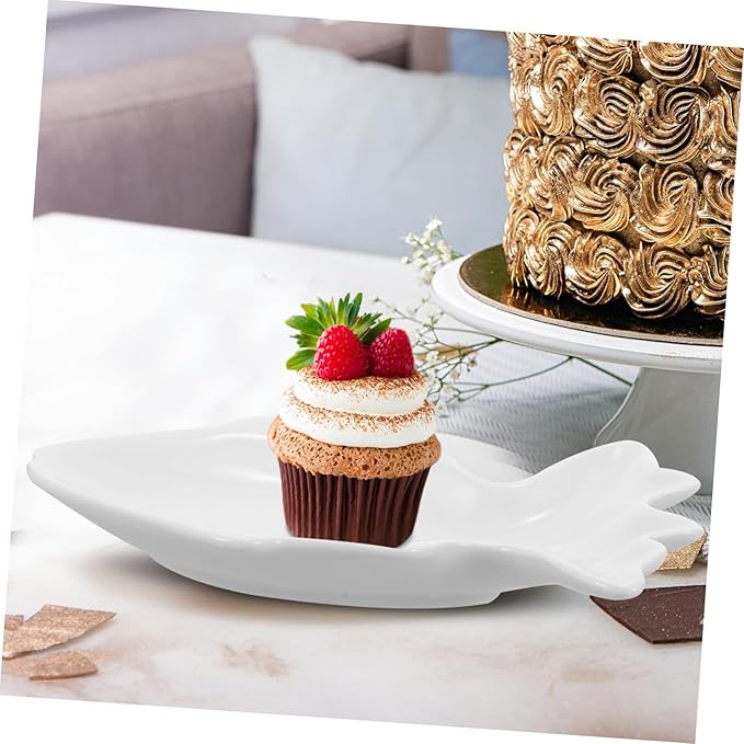 Cute Fish Shaped Ceramic Plate for Snacks and Appetizers Small Dipping Bowls for Soy Sauce Ketchup and Condiments for Parties and Boys and Girls
