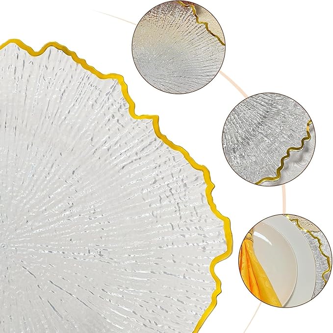 25 Pcs Reef Charger Plates Bulk Clear with Rim,Plastic Floral Charger Plates for Dinner Wedding Service Table Plate for Parties 13 inch(25pcs-Pink-2)