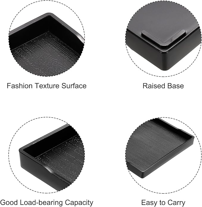 PATIKIL 8x4 Fast Food Tray, Plastic Reusable Recyclable Multi-Purpose Rectangle Serving Tray for Restaurant Home Kitchen, Black