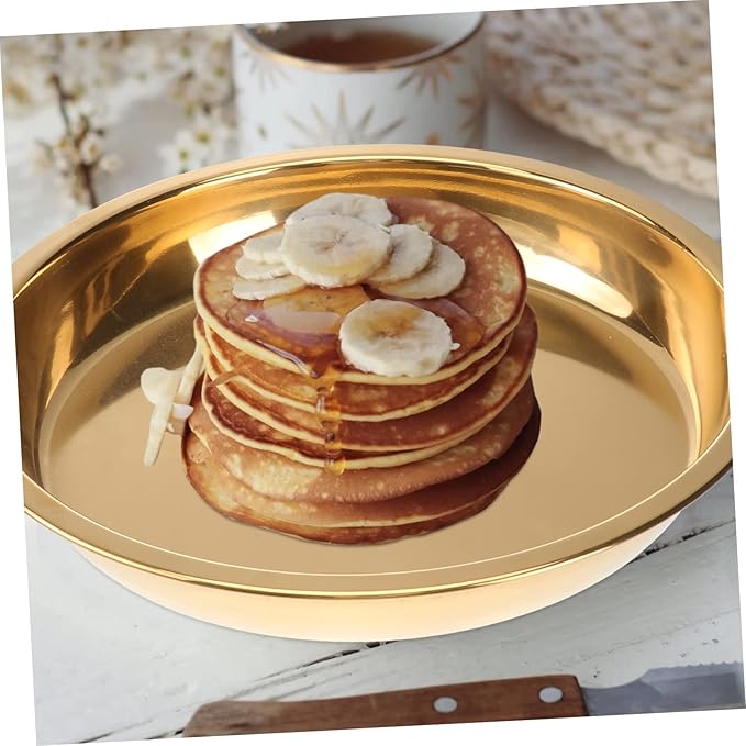 Ciieeo Covered Serving Tray Round Plate Stainless Steel Plate for Steamed Rice