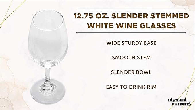 DISCOUNT PROMOS 10 Water and Wine Goblet Glasses Set, 12.75 oz. - Colombia made - Clear