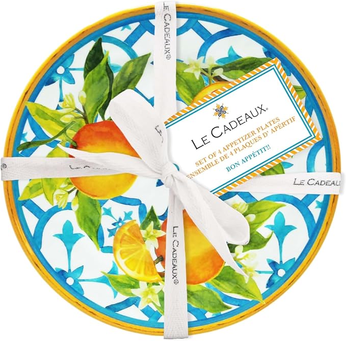 Le Cadeaux Luxury Melamine Appetizer Plates 6.5 Inches Set of 4, Valencia
