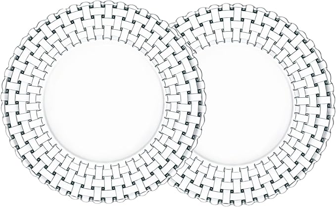 Nachtmann Bossa Nova Collection Set of 2 Dinner plates | Crystal Glass Salad, Pasta, and Appetizer Plates 10.5 Inch Clear Dinnerware | Dishwasher Safe