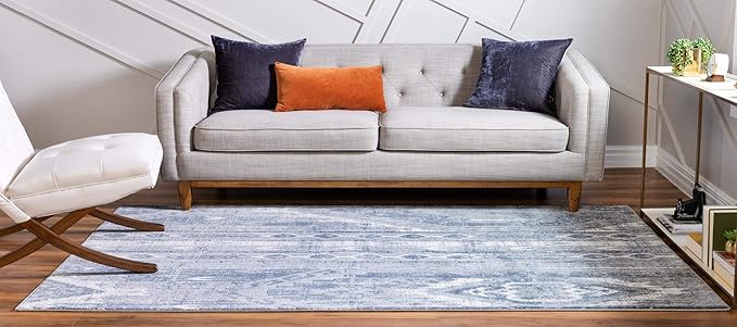 Rugs.com Oregon Collection Rug – 4' x 6' Light Slate Blue Low-Pile Rug Perfect for Living Rooms, Large Dining Rooms, Open Floorplans