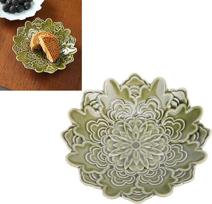 GLOGLOW Decorative Dish Vintage Japanese Snack Plate Ceramic Small Appetizer Plate for Nuts Fruits Sushi Condiments Desserts Tea Tray with Elegant Retro Design