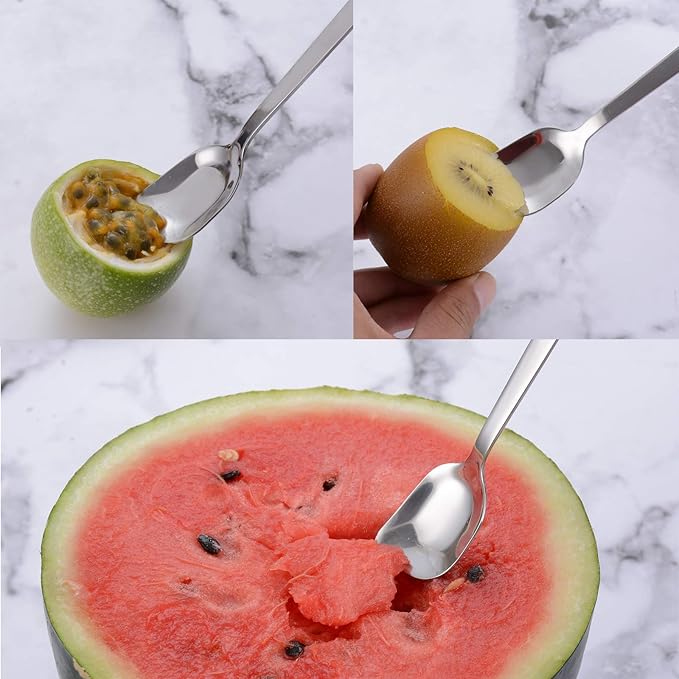 Nirosta Yogurt Spoon - Stainless Steel Gelato & Ice Cream Spoon, Fruit & Dessert Spoon, 6.4-inch, Set of 6