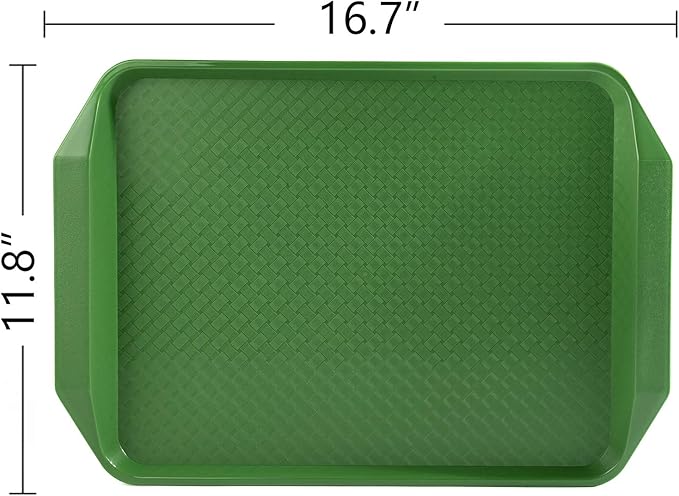 Plastic Fast Food Tray,16.7 by 11.8-Inch,Set of 12 (Green)