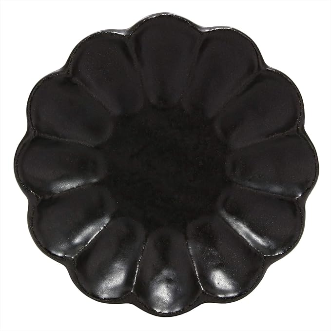Mino Ware 555-0045 Kaneko Komohei Linka Plate, Serving Plate, Black, Kneeling Flowers, Diameter 5.5 inches (14 cm), Microwave and Dishwasher Safe, Made in Japan