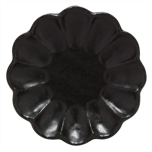 Mino Ware 555-0045 Kaneko Komohei Linka Plate, Serving Plate, Black, Kneeling Flowers, Diameter 5.5 inches (14 cm), Microwave and Dishwasher Safe, Made in Japan