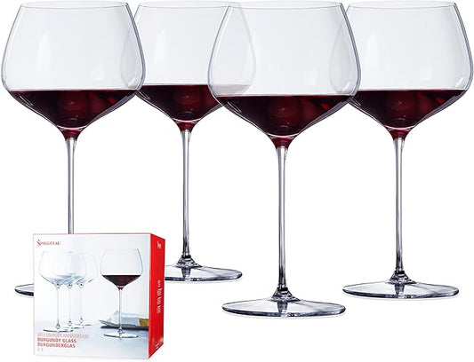 Spiegelau Willsberger Burgundy Wine Glasses, Crystal Clear Red Wine Glasses for Pinot Noir, Elegant Glassware, Wedding Gifts, Birthday Gifts for Women and Men, Home Bar Accessories, 25.6 oz, Set of 4