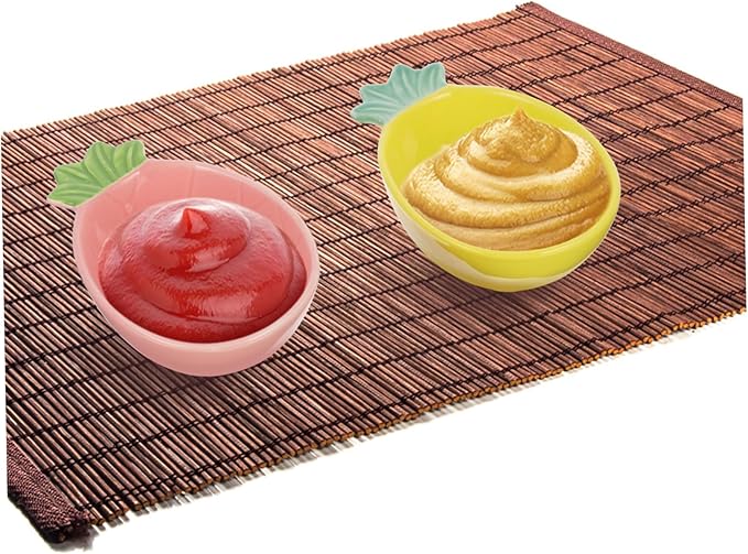 ABOOFAN 2pcs Pineapple Shape Ceramic Seasoning Dish Set Food Sauce Plates for Appetizers Versatile Flavor Dishes for Home Use for Soy Sauce and Vinegar