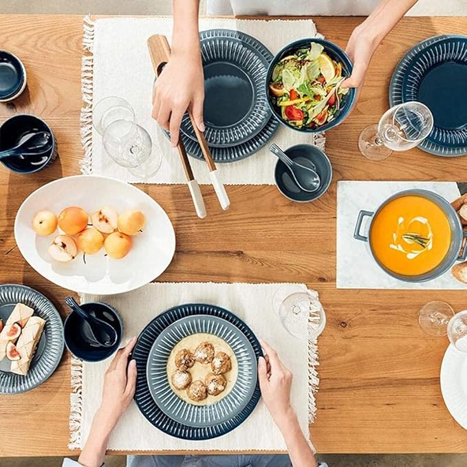 Blue And White Porcelain Tableware Set, 12 Pieces Of Ceramic Tableware, High Temperature Fired Stoneware, Microwave And Dishwasher Safe, Tableware Set For 4 People