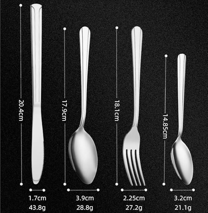 Stainless Steel Flatware serving set,Home Kitchen Eating Tableware Set,Dishwasher Safe,For Home Kitchen Restaurant Hote 4/16/24/32/40/48 Pieces Stainless Steel Set Dinner Knife And Fork Spoon Steak Kn