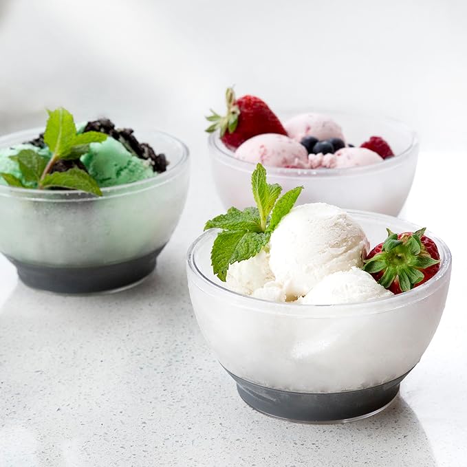 Host Ice Cream Freeze Bowl, Double Walled Insulated Freezer Gel Chiller Kitchen Accessory for Dessert, Dip, Cereal, with Comfort Silicone Grip, Plastic, Grey, 0.47 liters