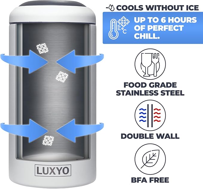 LUXYO Wine Bottle Chiller – Portable Insulated Champagne Cooler for 750ml Bottles, Stainless Steel Double Wall Bucket for Hosting, Gifts & Outdoor Use