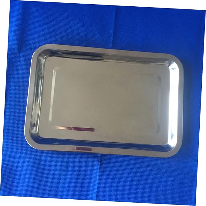 Thickened Stainless Steel Grill Tray 43x33cm Flat Square BBQ Pan for Outdoor Cooking Heavy Duty Serving Dish for Fish and Vegetables
