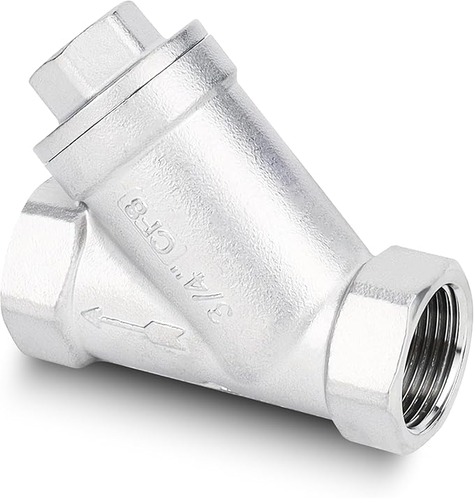 Industrial Plumbing Y Strainers NPT Female 3/4", Heavy Duty 304 Stainless Steel Y-Strainer, Y-Shaped Filter Valve Connector with 80 Mesh Screen to Remove Excess Impurities for Water Oil Gas DN20