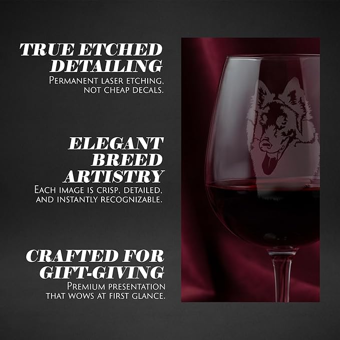 Etched Laser Art Belgian Sheepdog Personalized Dog Themed Etched 12.75oz Wine Glass Custom Dog Breed Wine Glasses, Ideal for Pet Lovers, Unique Birthday Gift for Men & Women, Personalized Gift