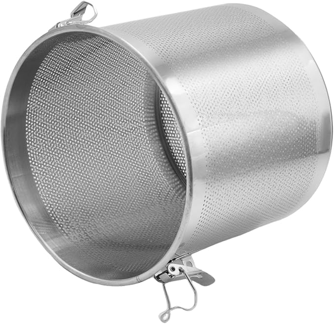 MDEOOSKY Extra Large Tea Infuser with Threaded Lid & Chain Hook, 7.09"L x 7.09"W x 6.89"H Extra Fine Mesh Tea Strainers for Loose Leaf Tea,Cooking,Herbs,Iced Tea & Soup, Stainless Steel, 18x18x17.5cm