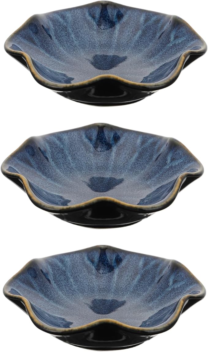 3pcs Japanese Style Ceramic Sauce Dishes Appetizer Plates Multi-use Seasoning Bowls for Dinner