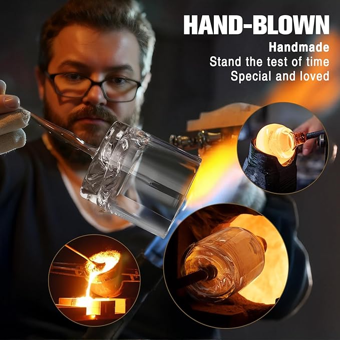 BQD Old Fashioned Whiskey Glasses Set 2-Pack with Gift Box, Ideal Retirement Gifts for Men & Cocktail Glasses for Celebrations