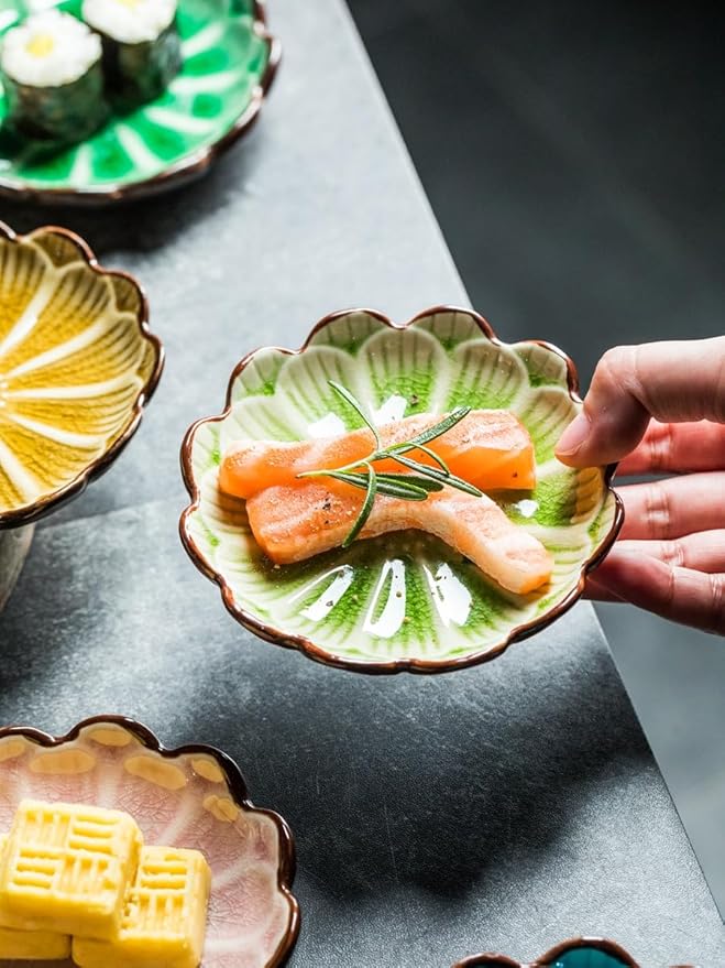 Dessert Plate Snack Snack Dish Ceramic Soy Sauce Vinegar Dipping Dish Suitable for Snacks Appetizers Home Parties Restaurants Plates (E)
