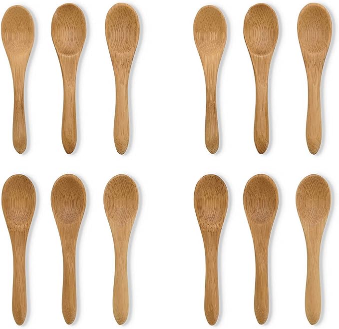 Maison du Fromage Reusable Mini Serving Spoons, Burnished Bamboo, 2 Sets of 6