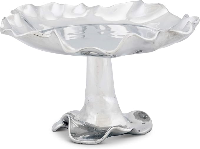 Arthur Court Carmel Pattern Modern Metal Elevated Serving Tray 9 inch Diameter 5.5 inch Tall