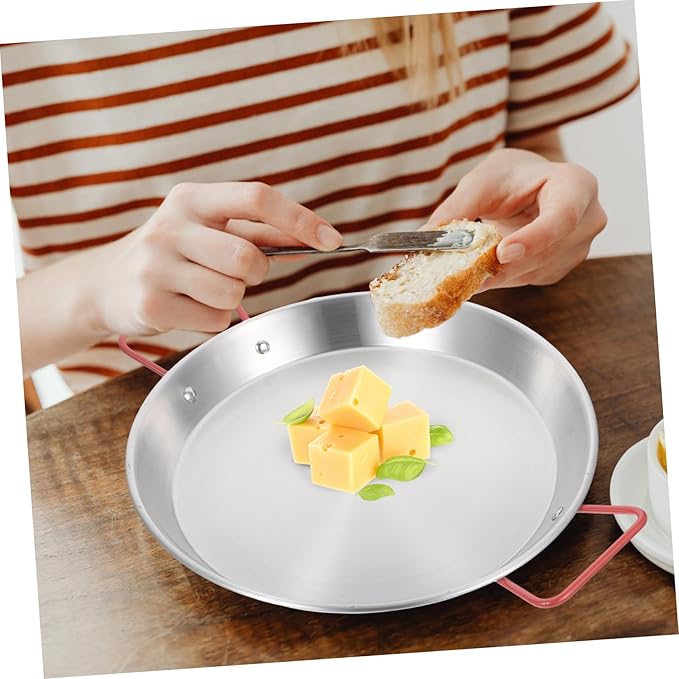 Garneck 28cm Double Handle Plate Enamel Serving Tray Large Snack Plate Decorative Salad Dish Modern Kitchen Tableware