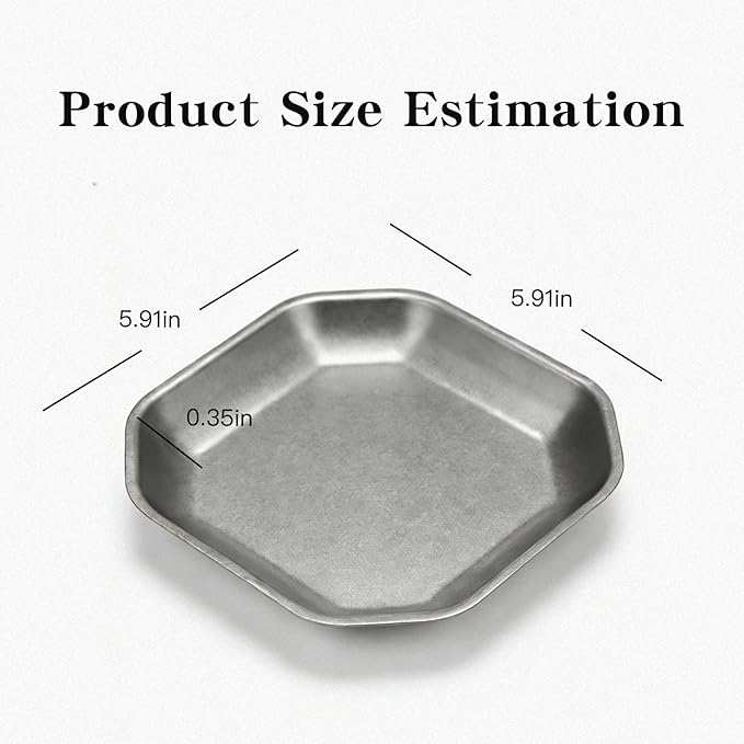 Stainless steel appetizer plates, thickened silver square platters 5.9x5.9 inches, for appetizers, sushi, desserts, fruits, and snack bites, 4-piece set