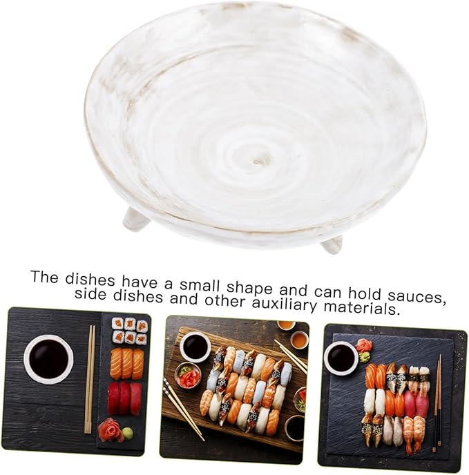 Cabilock Creative Seasoning Dish Ceramic Dipping Sauce Plate White Flavor Plate for Household Use Suitable for Appetizers and Condiments