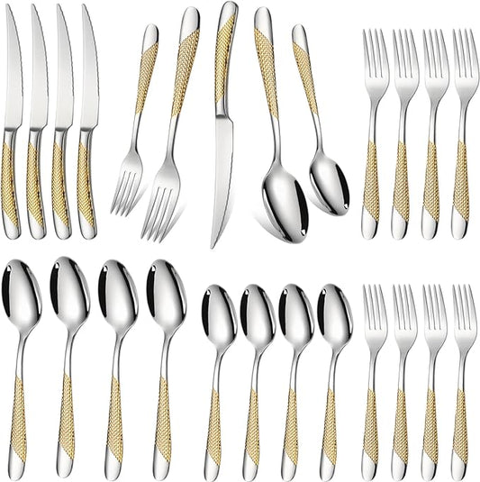 Silverware Set of 20 Stainless Steel Flatware Set Service for 4 Includes Knives Spoons Forks Kitchen Utensil Cutlery Sets For Home Kitchen Hotel