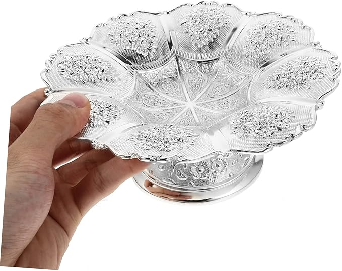 Mikinona European Style Luxury Metal Fruit Serving Tray Decorative Dish for Fruits Snacks and Nuts Compact Design for Home Parties and Gatherings
