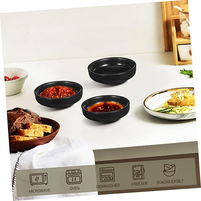 VOSAREA 6pcs Ceramic Sauce Dishes Japanese Appetizer Plates for Sushi Versatile Condiment Bowls Elegant Design for Dipping Sauces for Family Meals and Restaurants