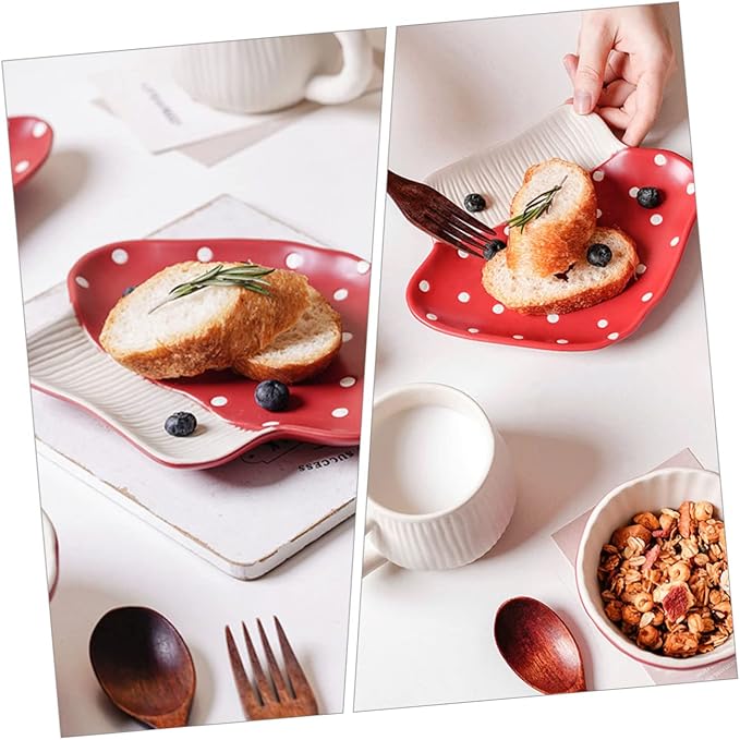 OUNONA Mushroom Ceramic Plate Salad Serving Bowl Design Multi-function Kitchen Supplies