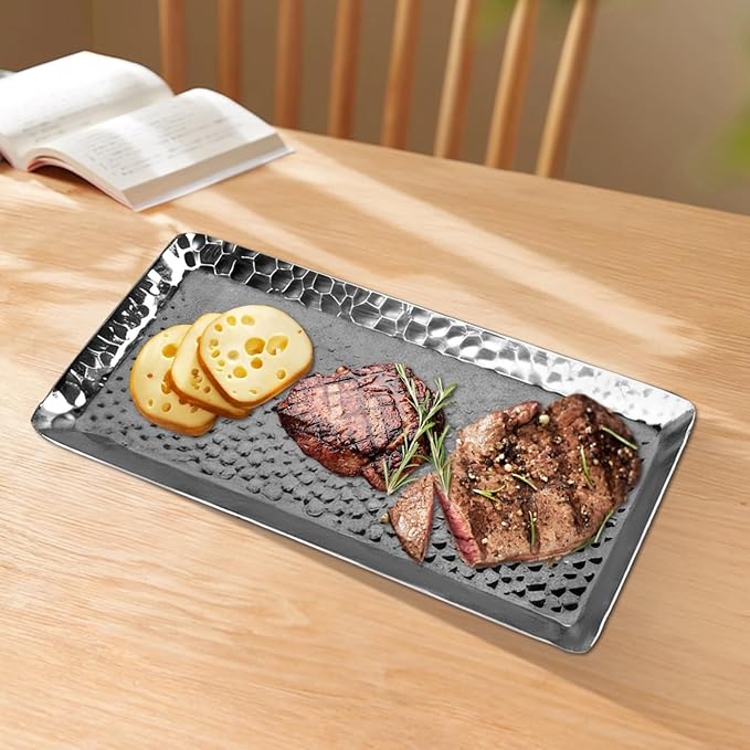 Stainless Steel Serving Tray, Silver, Kitchen, Bathroom, Office