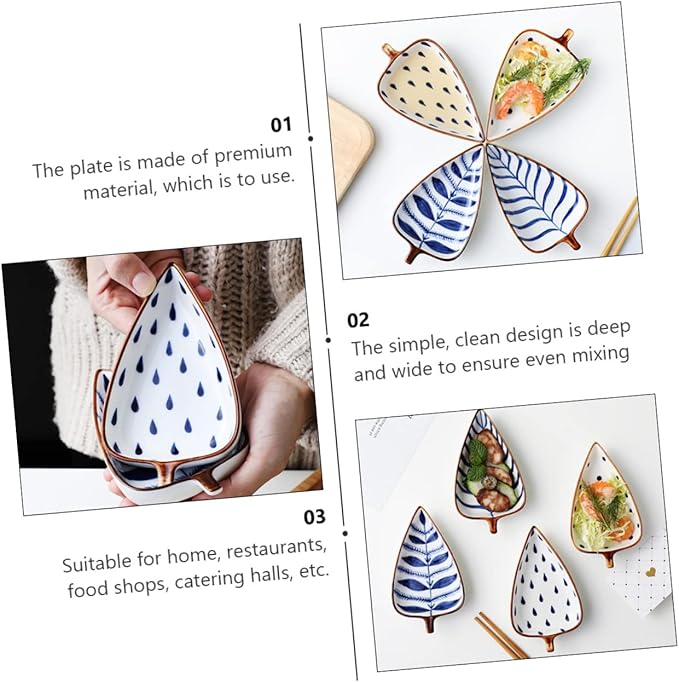 Cabilock 3pcs Food Serving Plate Sauce Dipping Dishes Seasoning Dish Snack Food Plates Random Style