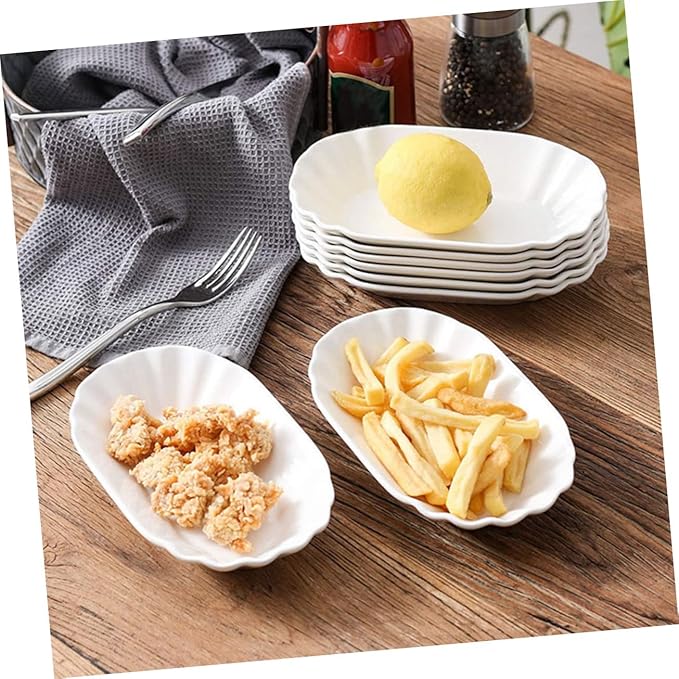 Unomor 2pcs Creative Ceramic Snack Plates for Appetizers French Fries and Dips Elegant Serving Dishes for Parties Family Gatherings and Casual Dining