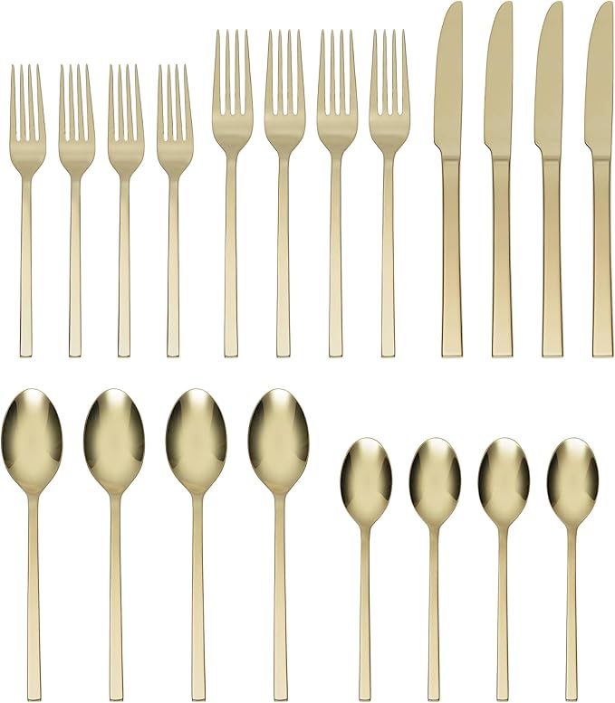 Allay Champagne 20 Piece Everyday Flatware Set, Service For 4