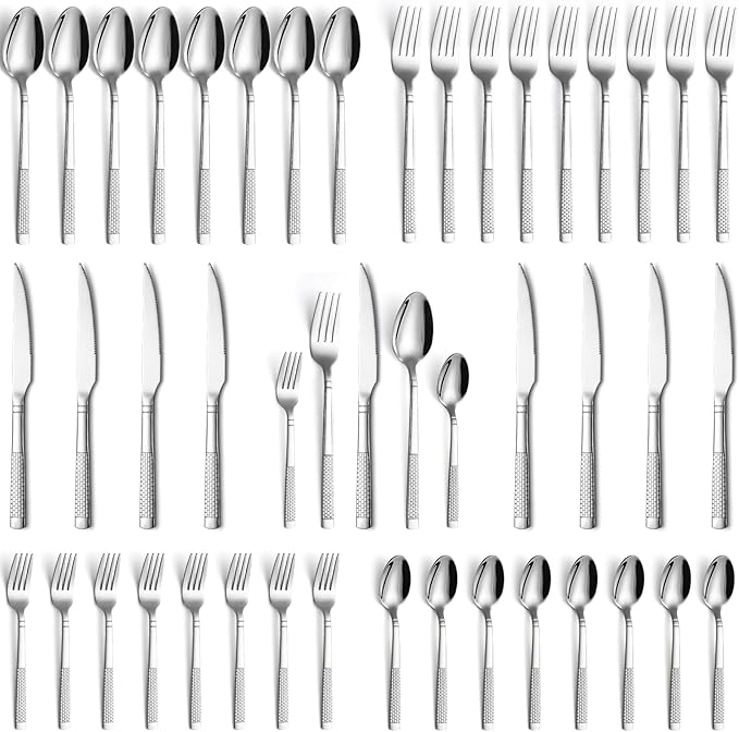 40-Piece Stainless Steel Silverware Set,Flatware Set Service for 8 Includes Forks Spoons Knives Kitchen Cutlery Utensil Set for Home Restaurant Hotel
