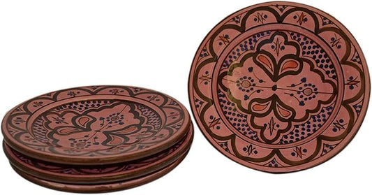 Moroccan Ceramic Plates Handmade Appetizer Tapas Serving Set Of 4 plates Pink