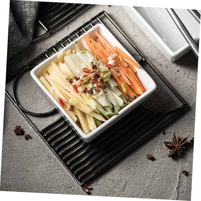 2pcs Ceramic Bowl Mini Square Dishes for Serving Banchan Seasoning Sauce Appetizer Dipping